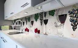 Кухонний фартух Happy Pocket Червоне Вино вінілова наклейка для кухні виноград келих Напої Бежевий Z181305