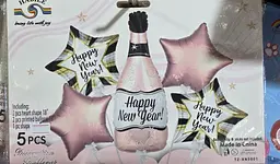 Набір фольгованих кульок "Happy New Year!" 5 шт декоративні для свят - мініатюра 2