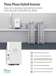 Гібридний інвертор Deye SUN-30K-SG01HP3-EU-BM3 30 кВт для великих сонячних систем з 3 MPPT контролерами - мініатюра 3
