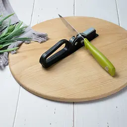 Точилка для кухонних ножів ручна механічна пластикова з точильним каменем, A-plus Чорний 85394