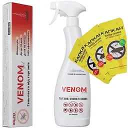 Venom Комплект від тарганів: Spray (750 мл) + Gel (25 мл) + Клейові пастки (5 шт.)