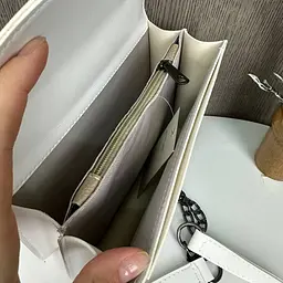 Сумка жіноча через плече крос-боді маленька стильна на ланцюжку Біла із нікелем ( 1234БН) - мініатюра 8