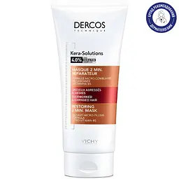 Відновлююча 2-хвилинна маска Vichy Dercos Kera-Solutions для реконструкції поверхні пошкодженого ослабленого волосся 200 мл - мініатюра 2