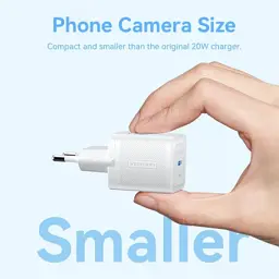 Зарядний пристрій Vention 1xUSB-C PD20W GaN + cable USB-C to USB-C white (TZ-FEPW0-EU-01) - мініатюра 7