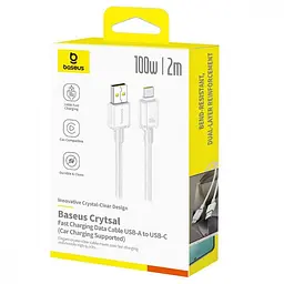 Кабель Baseus Crystal Fast Charging Data USB to Type-C (Car Charging Supported) 100W/7.5W (2m) white (E0427901) - мініатюра 4