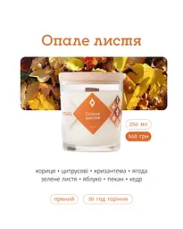Свічка Опале листя 250 мл 30 год Стандартні Соєвий віск - мініатюра 3