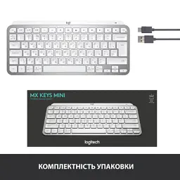 Клавіатура Logitech MX Keys Mini Wireless Illuminated UA Pale Grey (920-010499) - мініатюра 10
