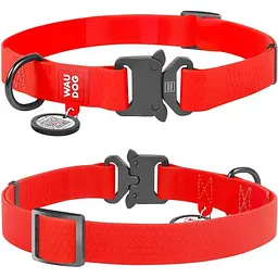 Нашийник для собак Waudog Waterproof, коллартекс, водостійкий, з QR паспортом, 24-40х2 см, червоний - мініатюра 3