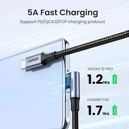 Кабель Ugreen US334 USB-C to USB-C 2.0 100W 5A алюмінієвий 2 м Чорний (70645) - мініатюра 4