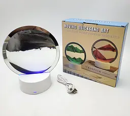 Настільна LED лампа нічник RGB пісочний годинник Картина рухомий пісок USB світильник UKC 3D Sandscape чорний