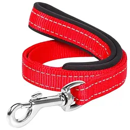 Повідець для собак Dog Extremе, нейлоновий, з прогумованою ручкою, 122х2,5 см, червоний