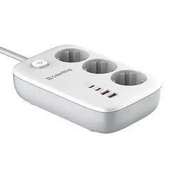 Мережевий фільтр GaN3 Pro, 3 розетки, 2 м, White ColorWay teh0028204 - мініатюра 4