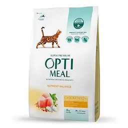 Сухий корм для котів OptiMeal Adult з куркою 4 кг B1841201