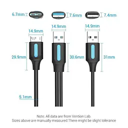 Кабель Vention USB 3.0 A Male to Micro-B Male Cable with USB Power Supply PVC Type 0.5m Black (CQPBD) - мініатюра 9