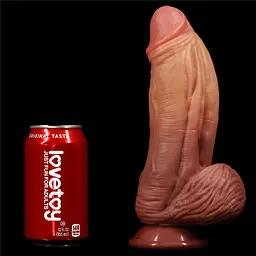 Фалоімітатор LoveToy Dual layered Platinum Silicone 24.5 см тілесний - мініатюра 7