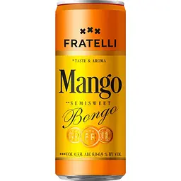 Напій винний Fratelli Mango Bongo білий напівсолодкий ігристий 6-6.9% 330 мл 