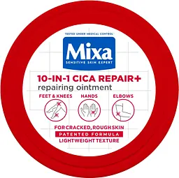 Багатофункціональний відновлювальний крем щільної текстури Mixa 10-In-1 Cica Repair+ Repairing Ointment для потрісканої, огрубілої чутливої шкіри тіла 150 мл - мініатюра 3