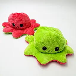 М'яка іграшка Восьминіг перевертень двосторонній веселий сумний Mood Octopus 16 см UKC зелено/червоний
