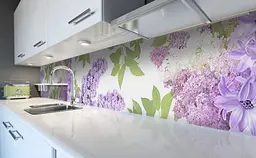 Вініловий кухонний фартух Ніжна Бузок наклейка для кухні ПВХ листя Квіти Фіолетовий Happy Pocket Z181635 - мініатюра 6
