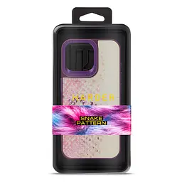 Кожаный чехол для Apple iPhone 15 Pro Max, Harder Snake Pattern, розовый, термополиуретан ТПУ + экокожа с текстурой змеиной кожи, панель, защита корпуса, противоударный, микрофибра, рамка вокруг камеры, защита всего корпуса, (ARM76803) - мініатюра 3