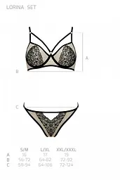 Комплект Passion LORINA SET, S/M, beige, бюстгальтер та трусики - мініатюра 5