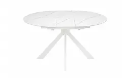 Стіл Prestol Асті розкладний 1100/1400х1100х750 білий глянець білі ноги - мініатюра 2
