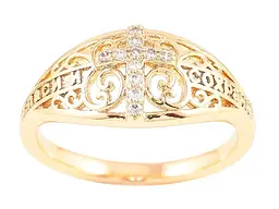 Каблучка Xuping Позолота 18K "Напис "Спаси і Збережи" з Хрестом" (260925) р.18.5