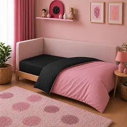 Дитяча постільна білизна MIRSON JUNIOR фланель Black/Pink 150х220см (2200012801703) - мініатюра 9