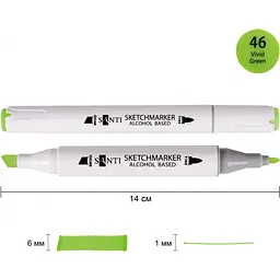 Набір спиртових маркерів Santi Professional SA-46 яскраво-зелений 6 шт. (390865) - мініатюра 2
