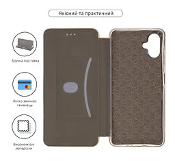 Чехол-книжка для Samsung Galaxy A06 (A065), G-Case, золотой, кожаный чехол-книжка из экокожи (PU) и TPU, с магнитом, с подставкой и вместительным кардхолдером, противоударный, защита всего корпуса, ArmorStandart (ARM80728) - мініатюра 3
