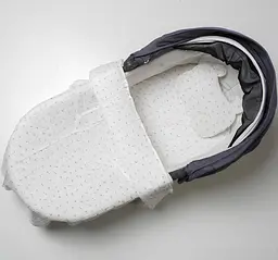 Комплект мусліновий 3 в 1 в дитячу коляску - люльку (простирадло на гумці, плед і подушка) Білий з квіточками