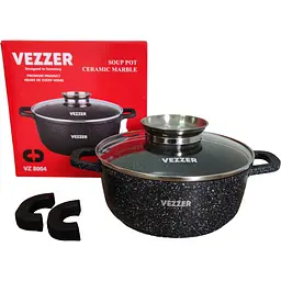 Каструля Vezzer з кришкою та силіконовими накладками на ручки 20 см 2.5 л чорна (VZ8004) - мініатюра 5