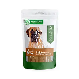 Ласощі для собак Nature's Protection snack for dogs chicken strips смужки з курки з кунжутом, 75 г