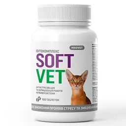 Фітокомплекс Provet SOFTVET для котів антистресова дія та нормалізації роботи нервової системи 100 таб, арт PR244049