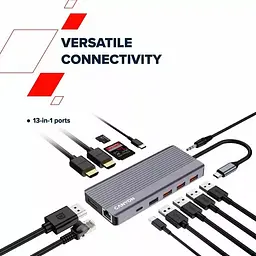 USB-Хаб Canyon 13-в-1 4K USB-C DS-16 (CNS-TDS16) - мініатюра 10