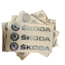 Наліпка з логотипом Skoda метал, на клейкій стрічці 1шт (універсальна)