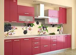 Кухонний фартух самоклеючий Ожина сині ягоди для кухні наклейка бежевий 60х300 см Happy Pocket Z180369 - мініатюра 3