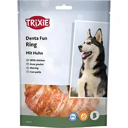 Ласощі Trixie Denta Fun для собак Кільце для чищення зубів з куркою 10 см 110 г (арт.31328)