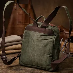 Практичний чоловічий рюкзак з текстилю Vintage 22242 оливковий - мініатюра 4