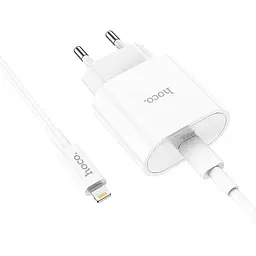 Адаптер Сетевой HOCO Type-C to Lightning Cable Metro single port charger set C94A |1Type-C, 20W/3A, PD/QC| - мініатюра 2