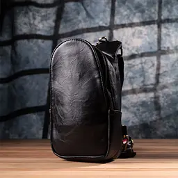 Жіночий слінг сумка через плече з екошкіри Vintage s_15117 чорна - мініатюра 9