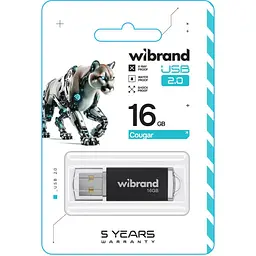 USB флеш-накопичувач Wibrand Cougar 16GB USB-A 2.0 Black (WI2.0/CU16P1B) [170509] - мініатюра 2