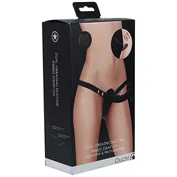 Страпон Ouch! Dual Vibrating Rechargeable, 15.5 см (чорний)
