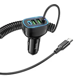 Автомобільний зарядний пристрій Hoco NZ11A 2USB/ Type-C PD 30W чорний + кабель Type-C - мініатюра 3
