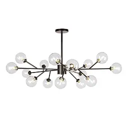 Люстра стельова Levistella 7529806-15 BK+CL, G9, 15 плафонів, діаметр 1000 мм, чорний метал + скло, сучасний стиль для дому - мініатюра 2