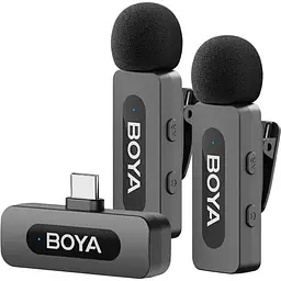Мікрофонна радіосистема Boya BY-V20 V2.0 USB-C with 2 TX + 1 RX Black [161740]