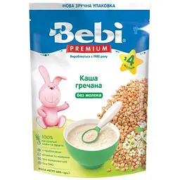 Дитяча каша Bebi Premium безмолочна +4 міс. Гречана 200 г (8606019654429)