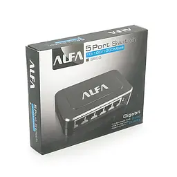 Комутатор ALFA S805 5 портів Ethernet 10/100/1000 Мбіт/сек, BOX Q120 - мініатюра 2