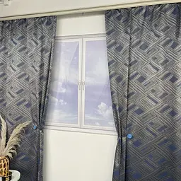 Жакардові штори "геометрія" синьо-графітового кольору на тасьмі 2шт. 150х270 ALBO pbe0052388 - мініатюра 6