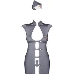 Еротичний костюм стюардеси Obsessive Stewardess 3 pcs costume grey S/M, сірий - мініатюра 5